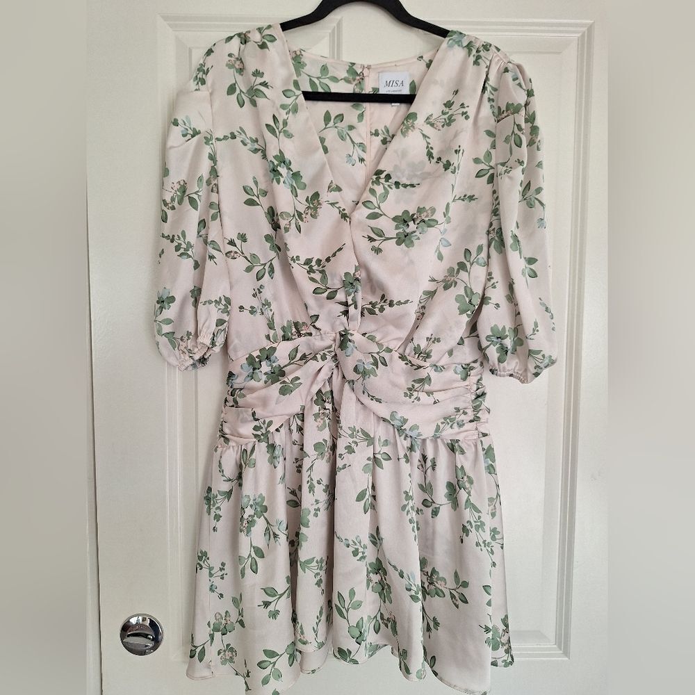Misa los Angeles Narcissa cream floral mini dress size L